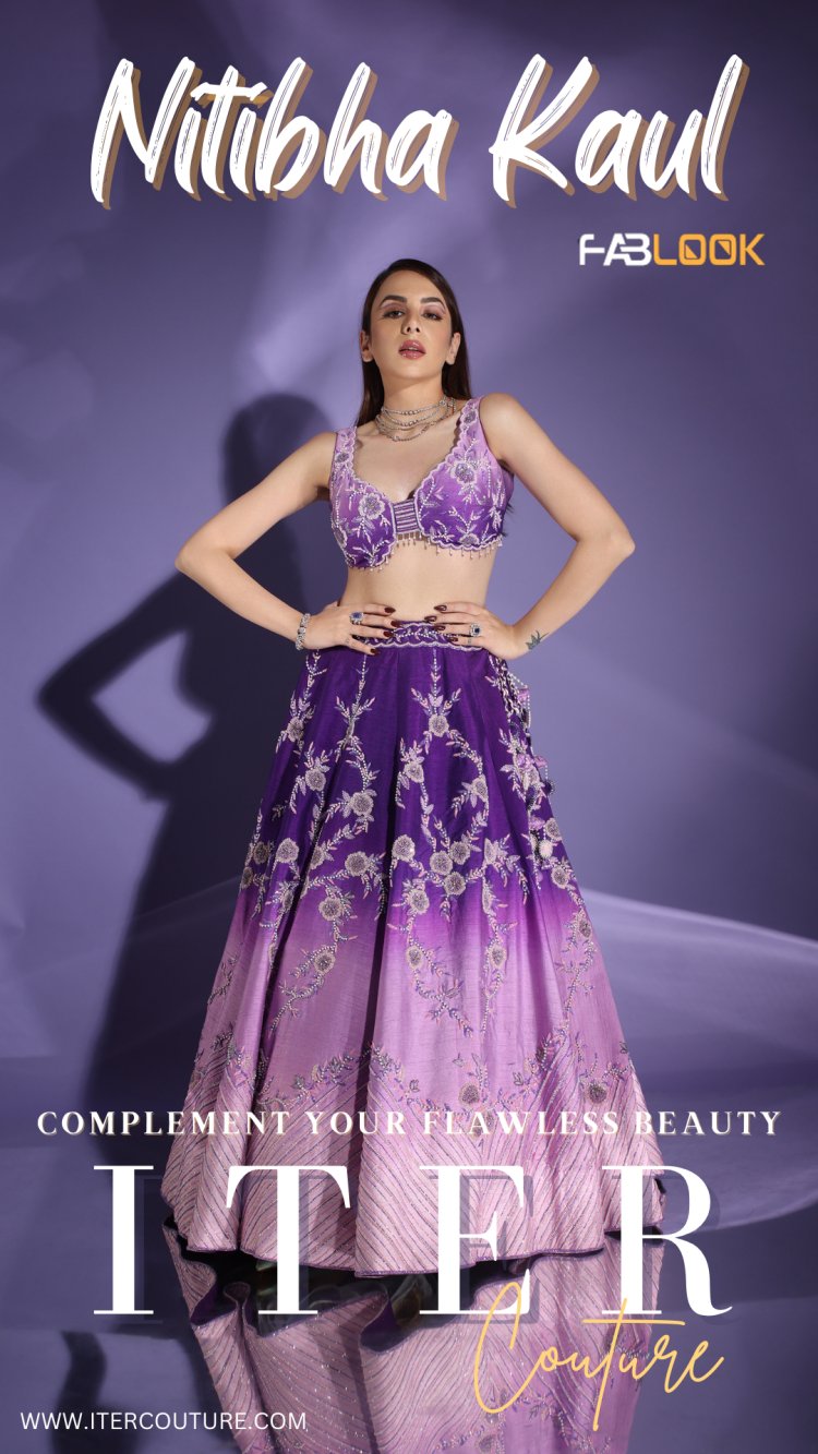 Nitibha Kaul Spotted in ITER Couture Purple Ombre Lehenga, Looks Adorable